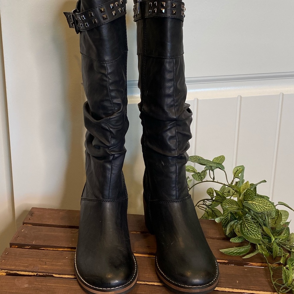 Sleek Black Wanted HAAS Studded Boot